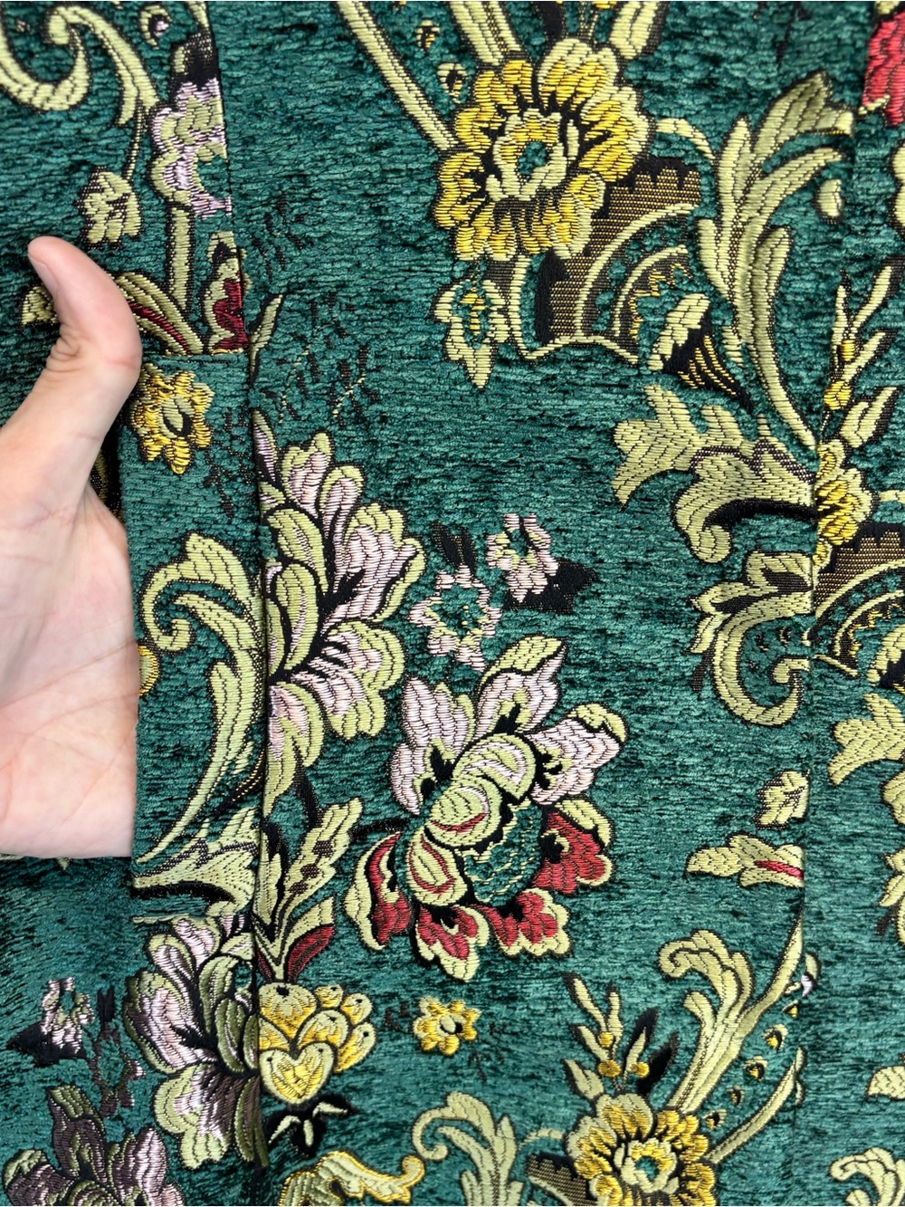 NWT Vintage Peck & Peck Tapestry Green Gold Coat Jacket Women S Brocade Floral - Picture 9 of 14